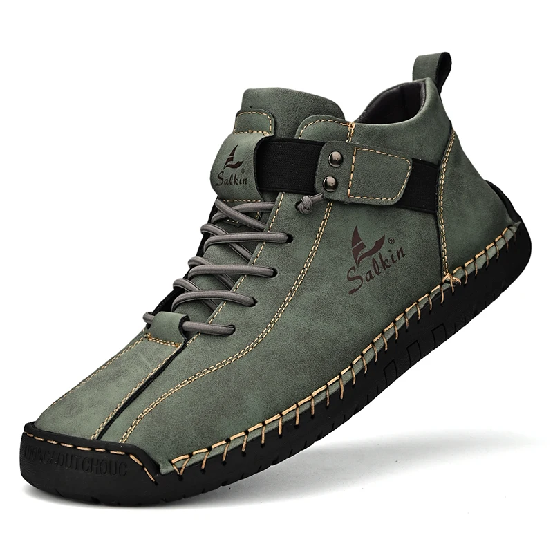 New Arrival Large Size OEM Accept Custom LOGO Hand Made Microfiber Leather Anti Slip Middle Top Martin Men Casual Boots