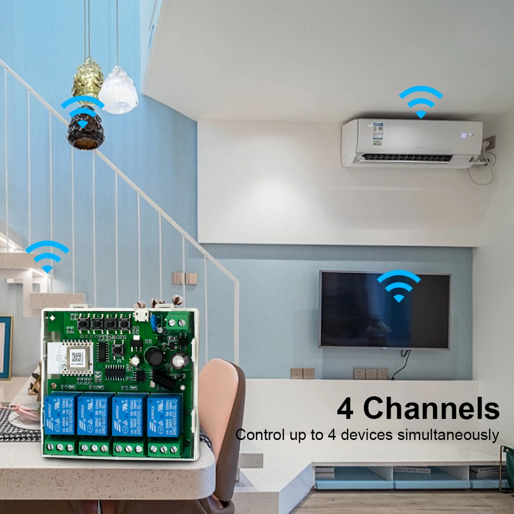 Zigbee Tuya Smart 4CH Relay Module 12V 24V 110V 220V RF Remote Control Light Switch Work With Alexa Google Home Tuya Gateway Hub