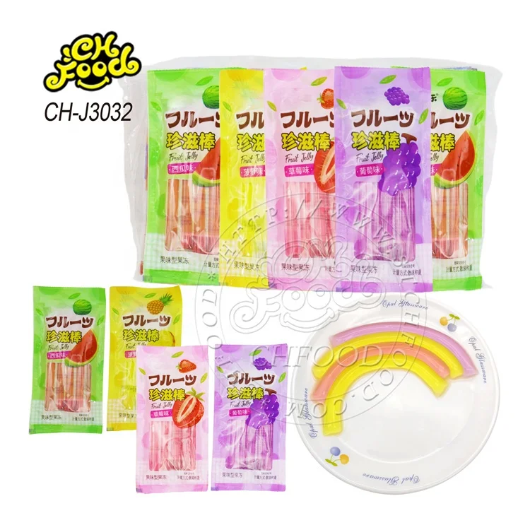 Wholesale Mix Fruit Flavor Jelly Stick Candy for Children OEM China Jelly Pudding Candy Sweets Halal Pop Candy