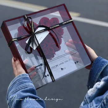 Wholesale Heart-Shaped Acrylic Box Immortal Eternal Forever Preserved Roses for Mother's Day Valentine's Day Saint Valentine