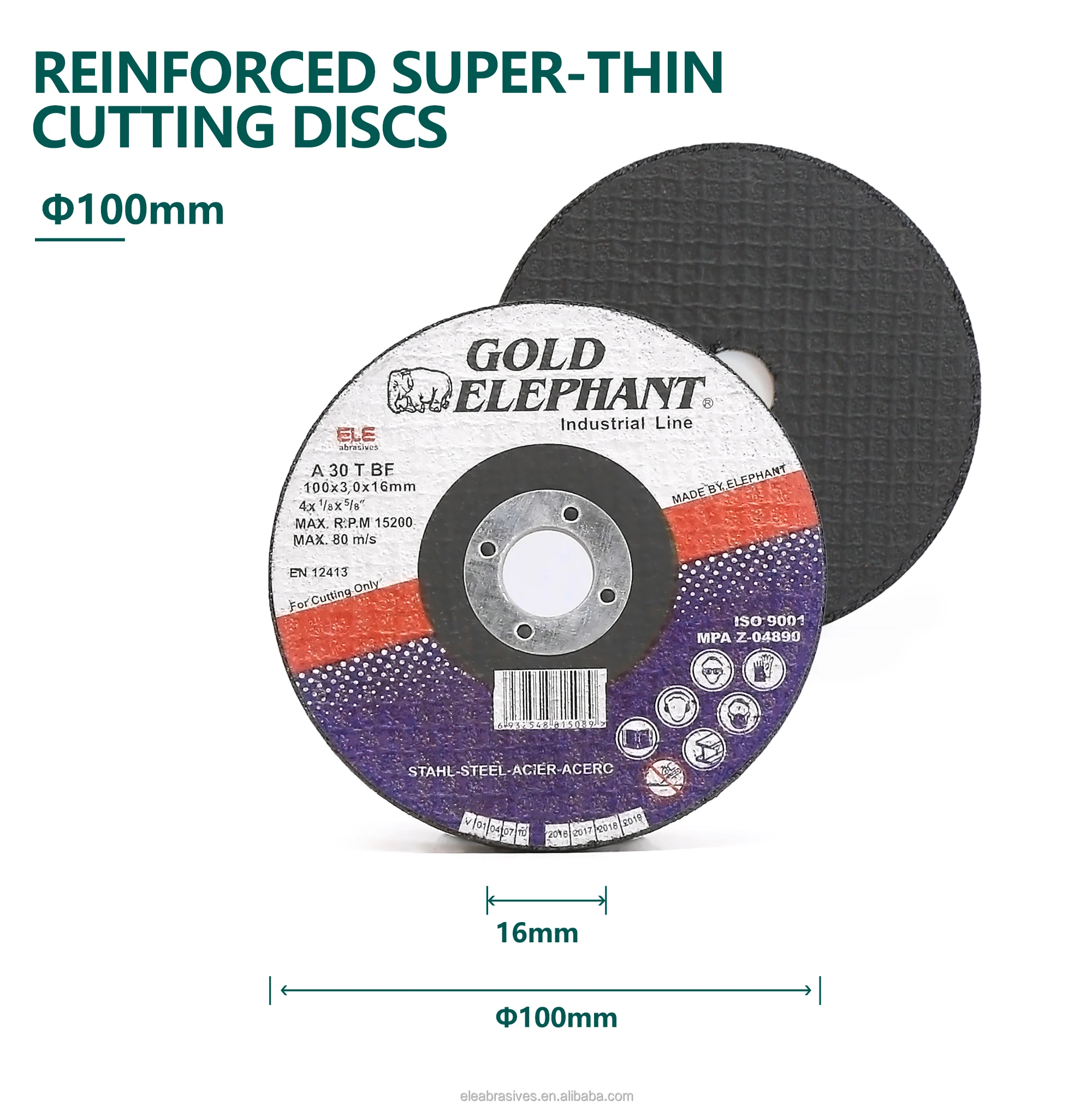 Gold Elephant High Efficiency 4 Inch Grinding Wheel 100x3.0x16mm