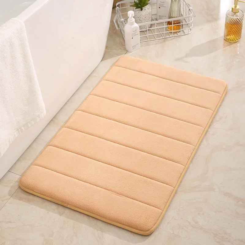 40*60cm Coral Velvet Environmental Protection Non Slip PVC Bottom Bathroom Mat Luxury Memory Foam Shower Anti Fatigue Bath Mat