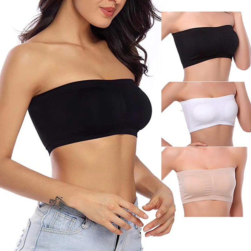 Double Layers Plus Size Strapless Removable Padded Tube Top Stretchy