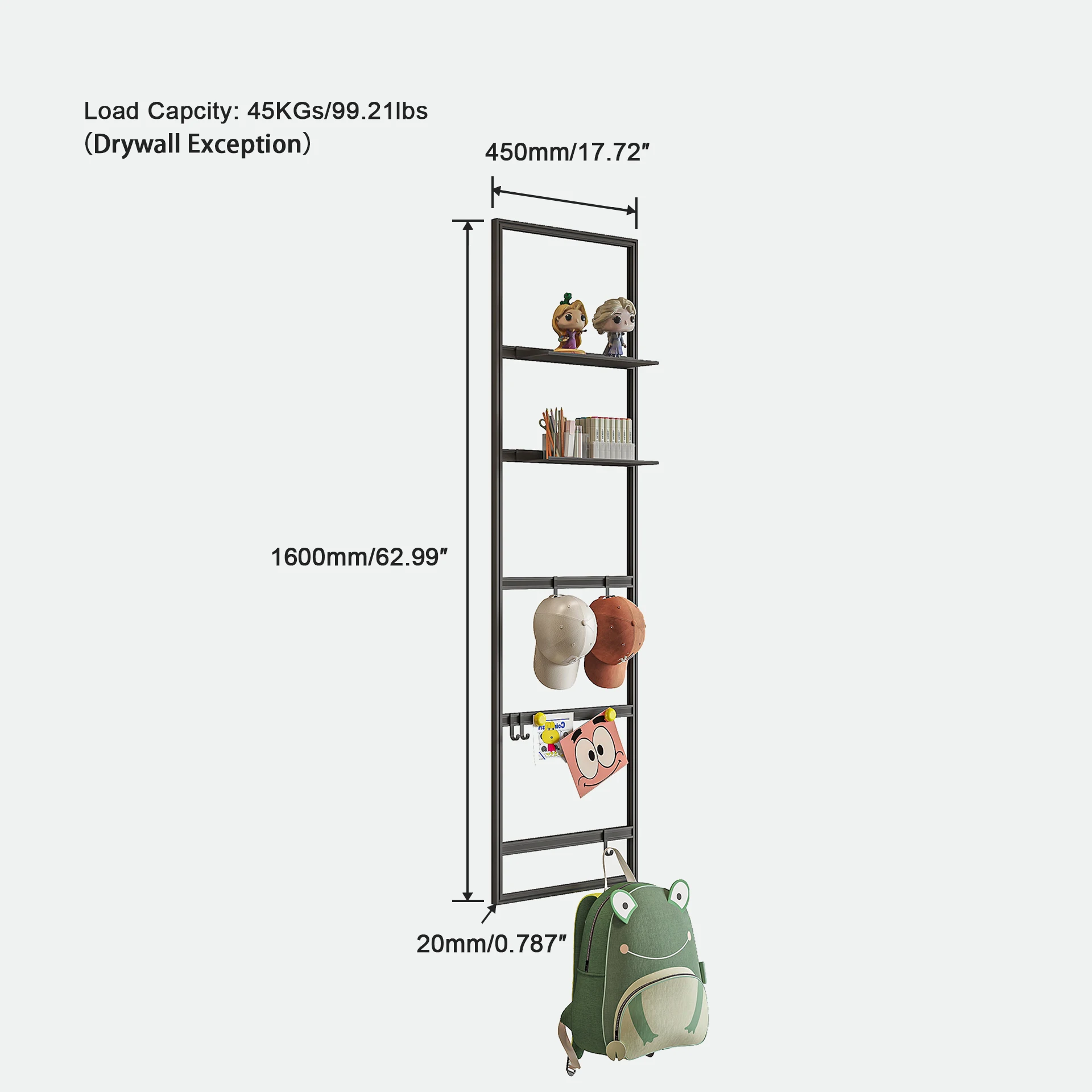 Factory Sale Wallmate & Inspiration Metal Frame Floating Wall Shelf Home Decor Wall-mounted Storage Behind the Door manufacture