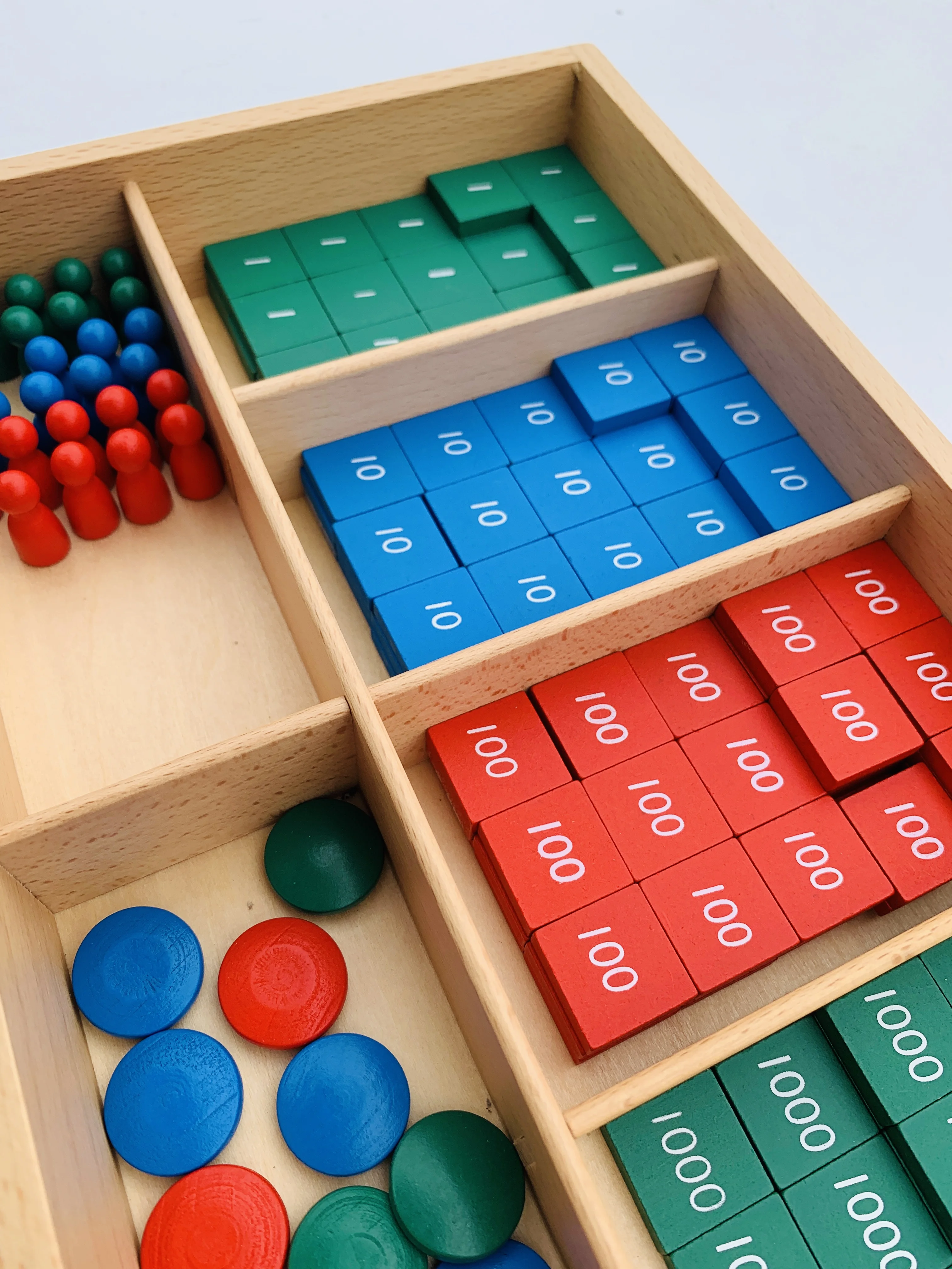 Sistema Decimal Montessori para matemáticas en preescolar, materiales de  enseñanza, juego de sellos para niños, juguetes