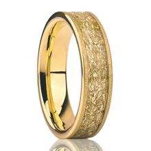 Custom Luxury Gold Leaf 6mm Sandblasted Couple Fashion Ring Gold Wedding Ring Tungsten Men Ring Engagement Bands for Women Men