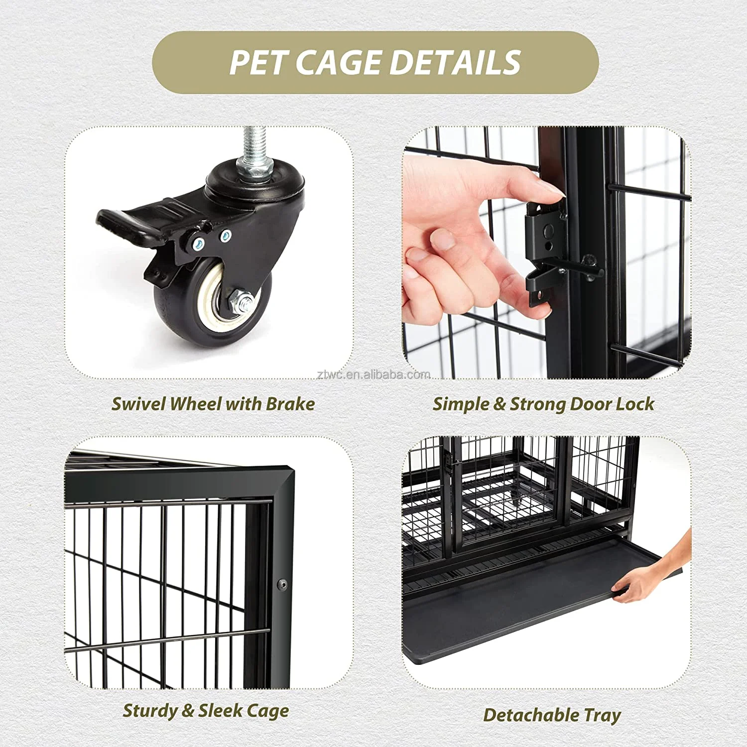 High Quality Wholesale Single Layer Double Door Collapsible Dog Cage
