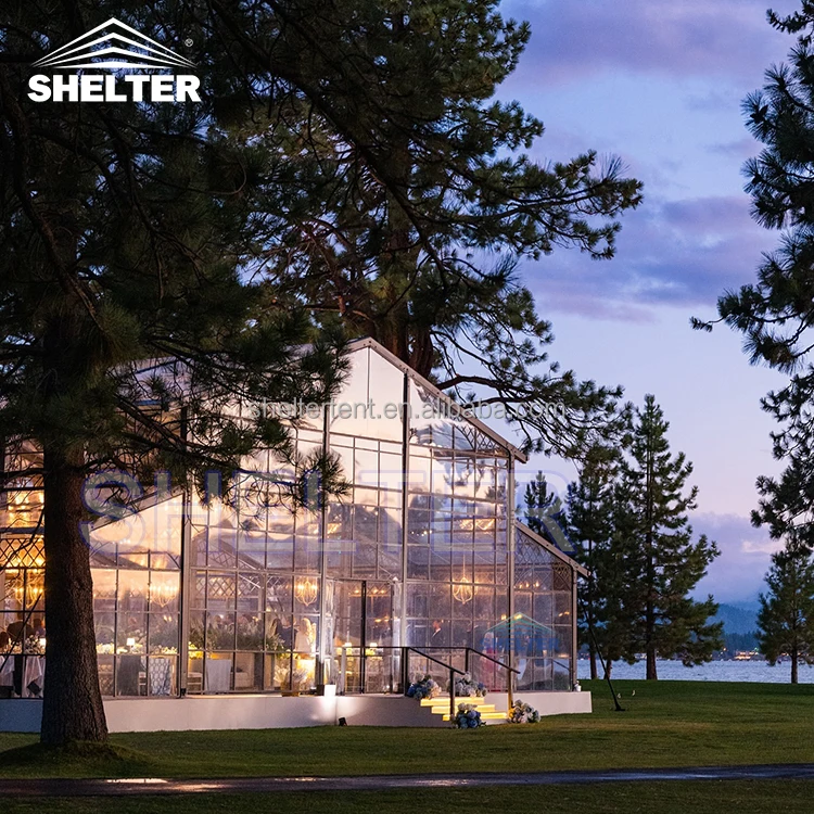 Large Clear Frame Wed Tent Canopy Venue Structure Marquee Party Glass Wall Atrium Event Wedding Commercial Tents for Events