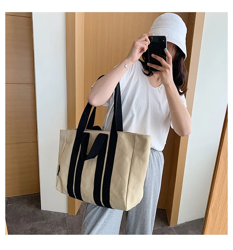 Wholesale Custom Unisex Wide Tapestry Double Handle Cotton Canvas Tote ...