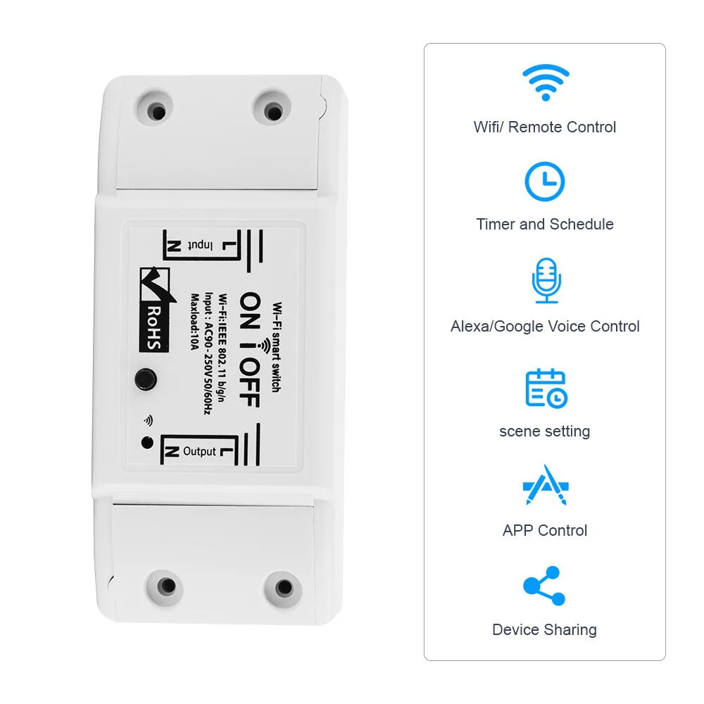 Wifi Switch Smart Breaker,10a Circuit Breaker App Remote Control And