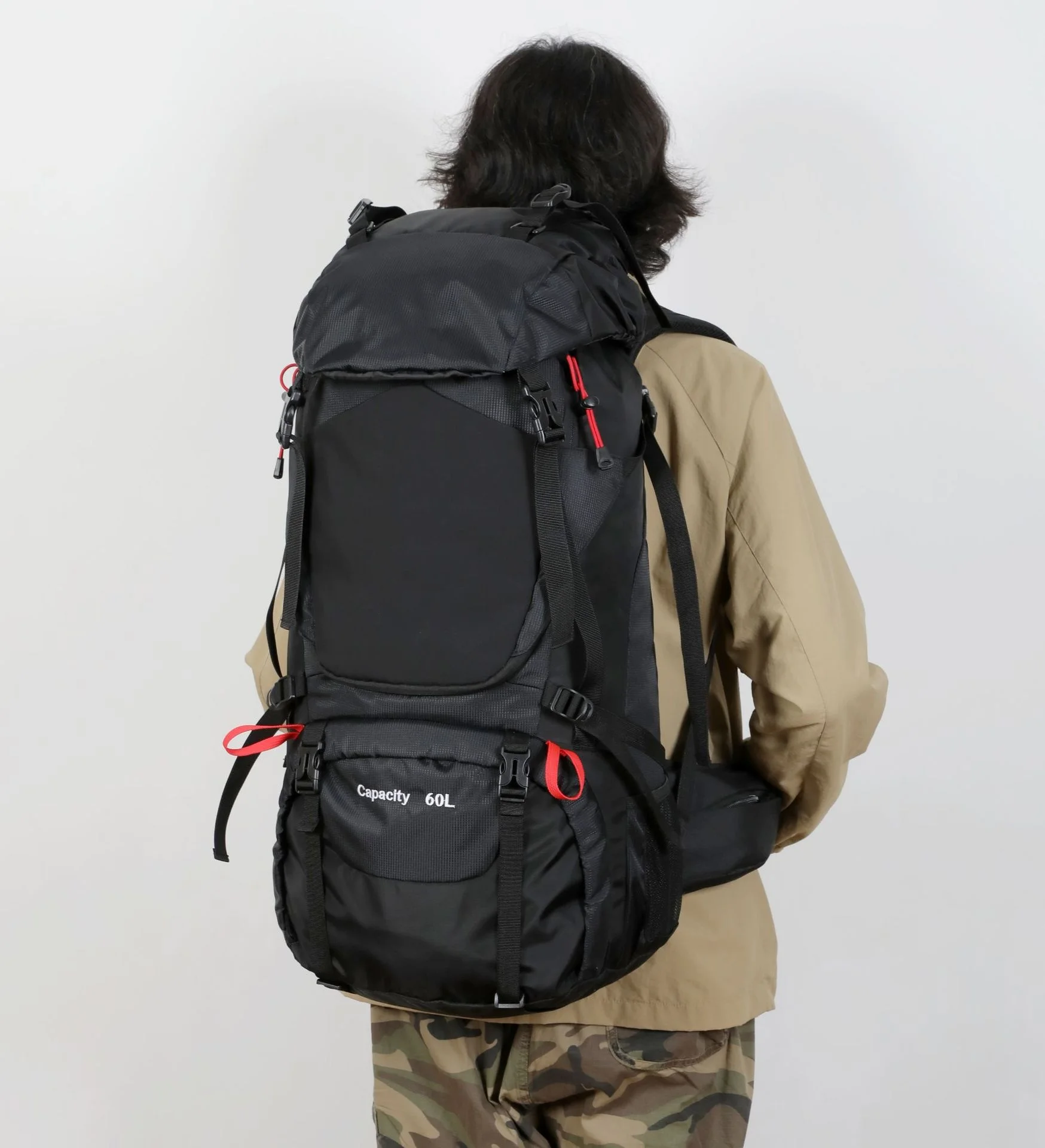Individuell gestaltbarer, wasserdichter und leichter 60-Liter-Rucksack für Bergsteigen, Outdoor-Sport, Reisen, Camping und Wandern mit Logo_voghion.com