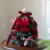 Sapin artificiel Nobilis rouge à monter soi-même avec lumière, 32 cm