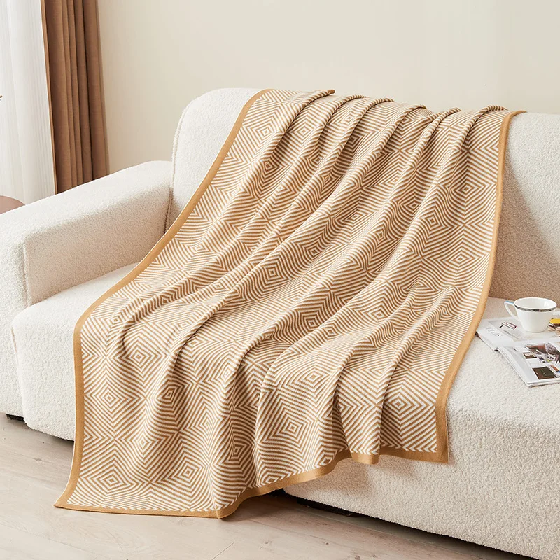 Light Luxury Soft Acrylic Knitted All-Season China Blanket Living Room Sofa Nap Air-conditioning First Class Airplane Gift