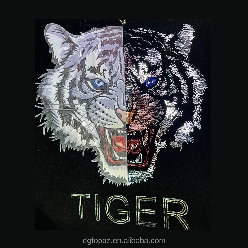Free sample Professional large design lion crystal beads rhinestone transfer for clothing