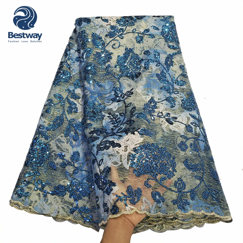 Bestway Latest African Dust Pink Color French Lace Fabric Sequence Lace Fabric Nice Design