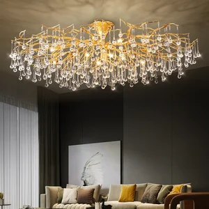 High-End Postmodern Luxury Crystal Chandelier Pendant Light for Living Room Restaurant Villa Duplex Ceiling Lighting Middle-Aged