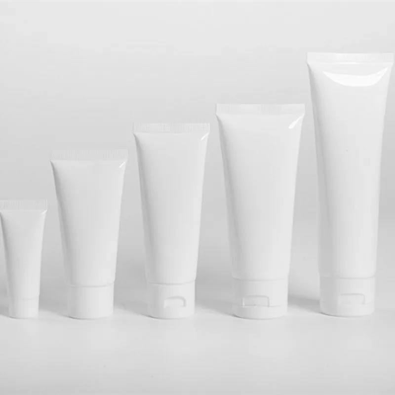 Wholesale Empty 30ml 50ml 100ml 150ml White Plastic PE Cosmetic Squeeze Printing Tube with Flip Top Cover