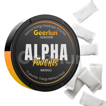 Custom Mango Flavor Nootropic Energy Pouches L-Theanine Supplement Brain Booster Alpha GABA Natural Caffeine Pouches Sugar Free