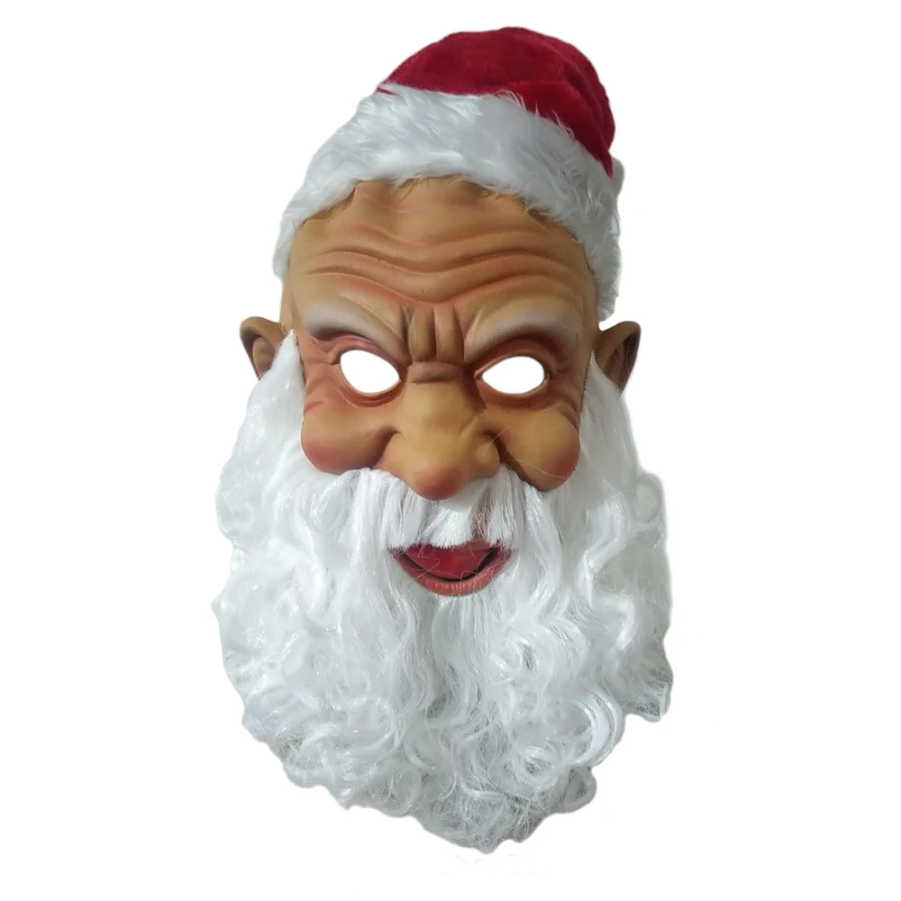 Loup Halloween Masque De Père Noël, Barbe Blanche En Latex, Masque Complet De Vieil Masque