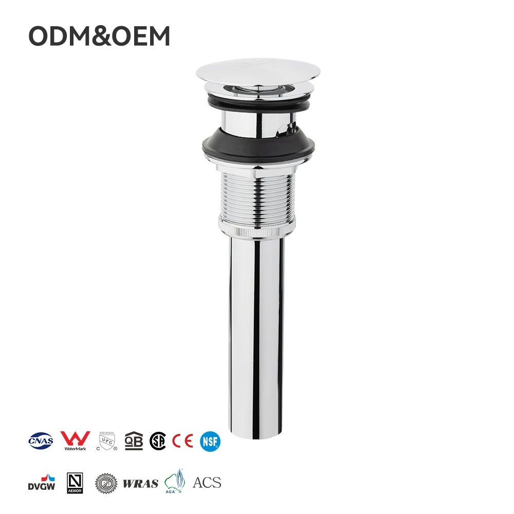 FANSKI  in Stock Modern Style Brass Stainless Steel Click Clack Pop up Bathroom Sink Drain Basin Wastes With Overflow