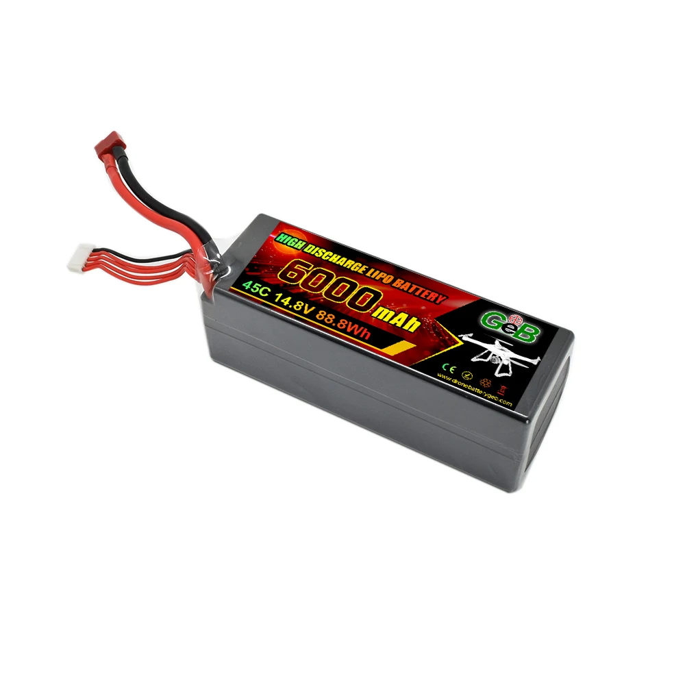 GEB 14.8V 4S 45C 35C hoge ontladingssnelheid lipo-batterij 4S 6000mah oplaadbare drone-batterij voor RC-speelgoeddrone