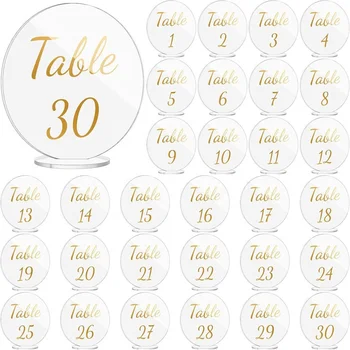 Personalised Acrylic DIY Arch Shaped Clear Wedding Table Number Sign Printed Glitter Table Number with Stand