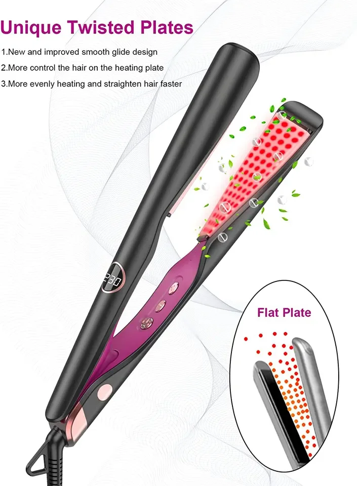 Twist Flat Iron Curling Hair with Straightener in