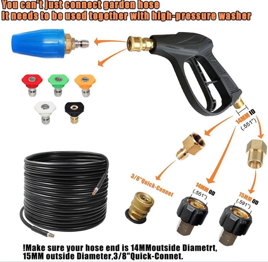 Многофункциональный водяной пистолет высокого давления с быстроразъемным цветным соплом