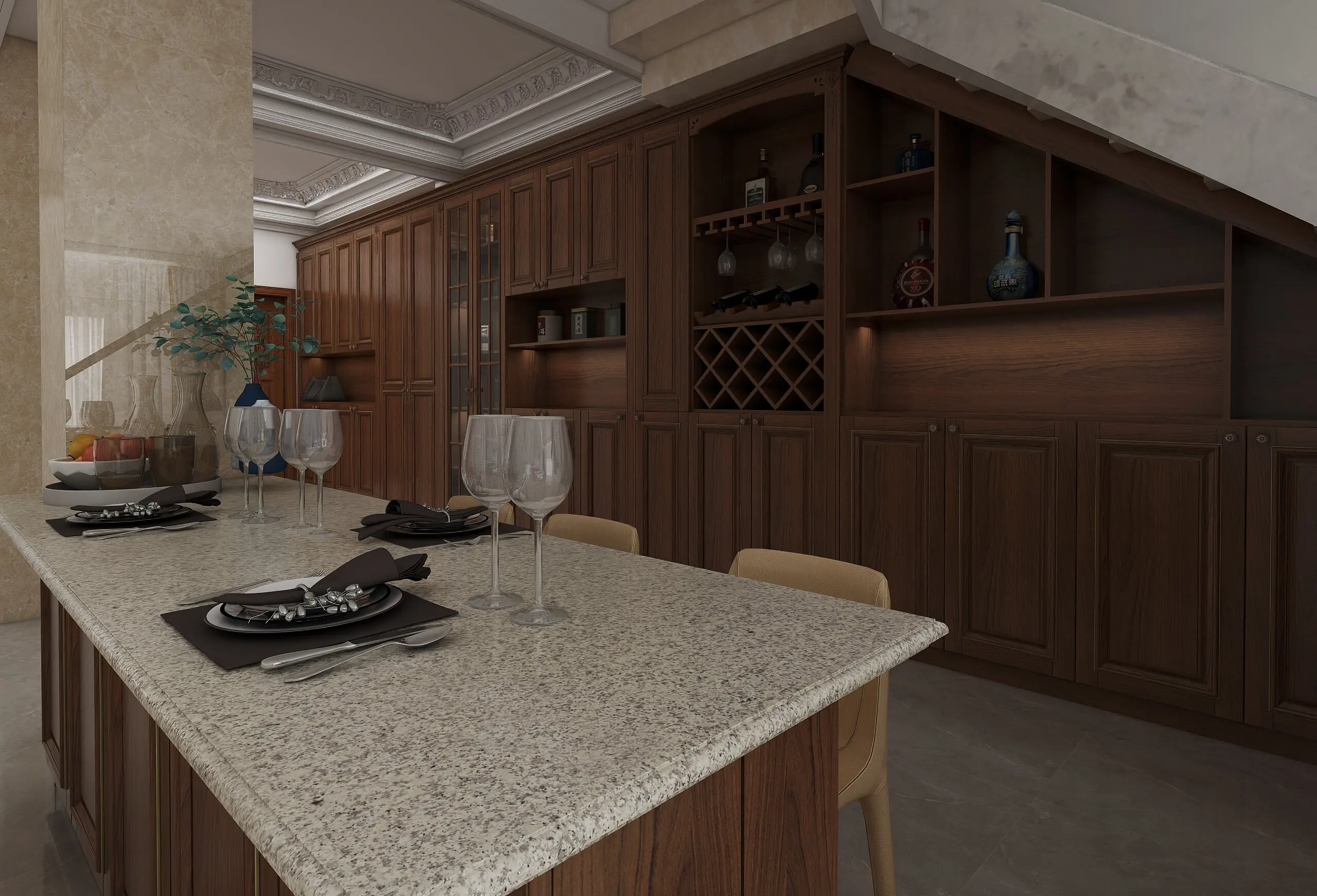 Living Room Luxury White Wood Grain Restaurant Wine