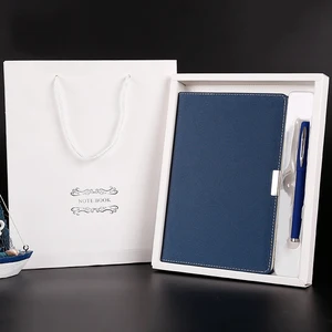 Custom A5 Planner Journal Luxury PU Leather Notebook Gift Box Set with Pen Business Stationery for School Use