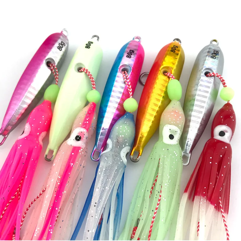Bottomship 40g-200g Saltwater Fishing Lure Artificial Bait Metal Head  Skirts Lures Octopus Slow Jig Lures Inchiku Squid Lures