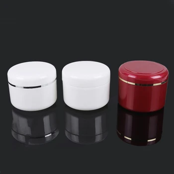 Simplicity eco-friendly 250g red white color cream container with silver gold line nail glue jar