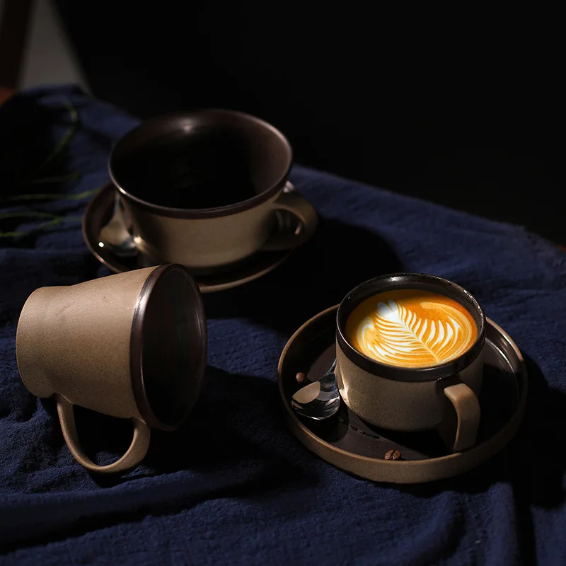 Керамические кружки для завтрака с молочной водой, домашняя посуда, ручная работа, ретро керамика, кофейные чашки, креативная чайная чашка с блюдцем, набор тарелок