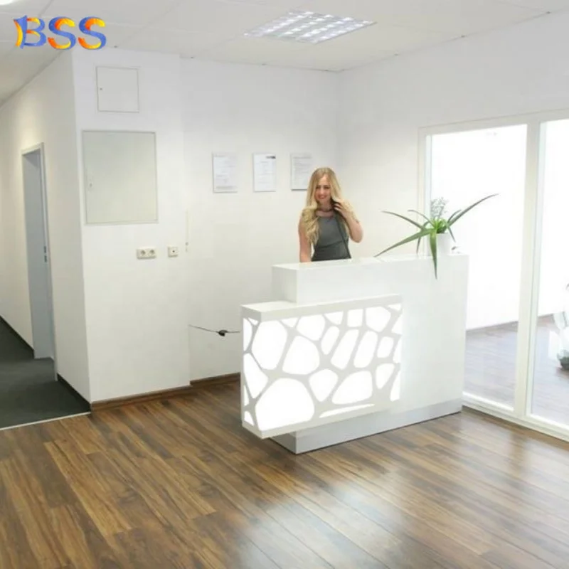 Clinic Reception Table Decoration Fashion Design Beautiful Translucent Stone Small Dental Clinic Reception Table With Light