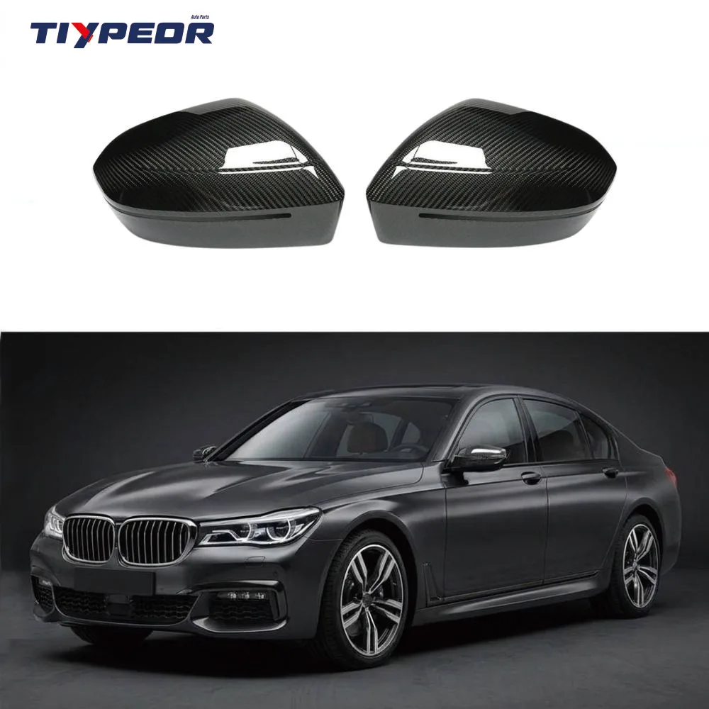 TIYPEOR Dry Carbon Fiber Front Mirror Cover Patch Stick  Autoclave Process on LHD ONLY Type for BMW G60/i5 G70/i7 G70/M5 G90
