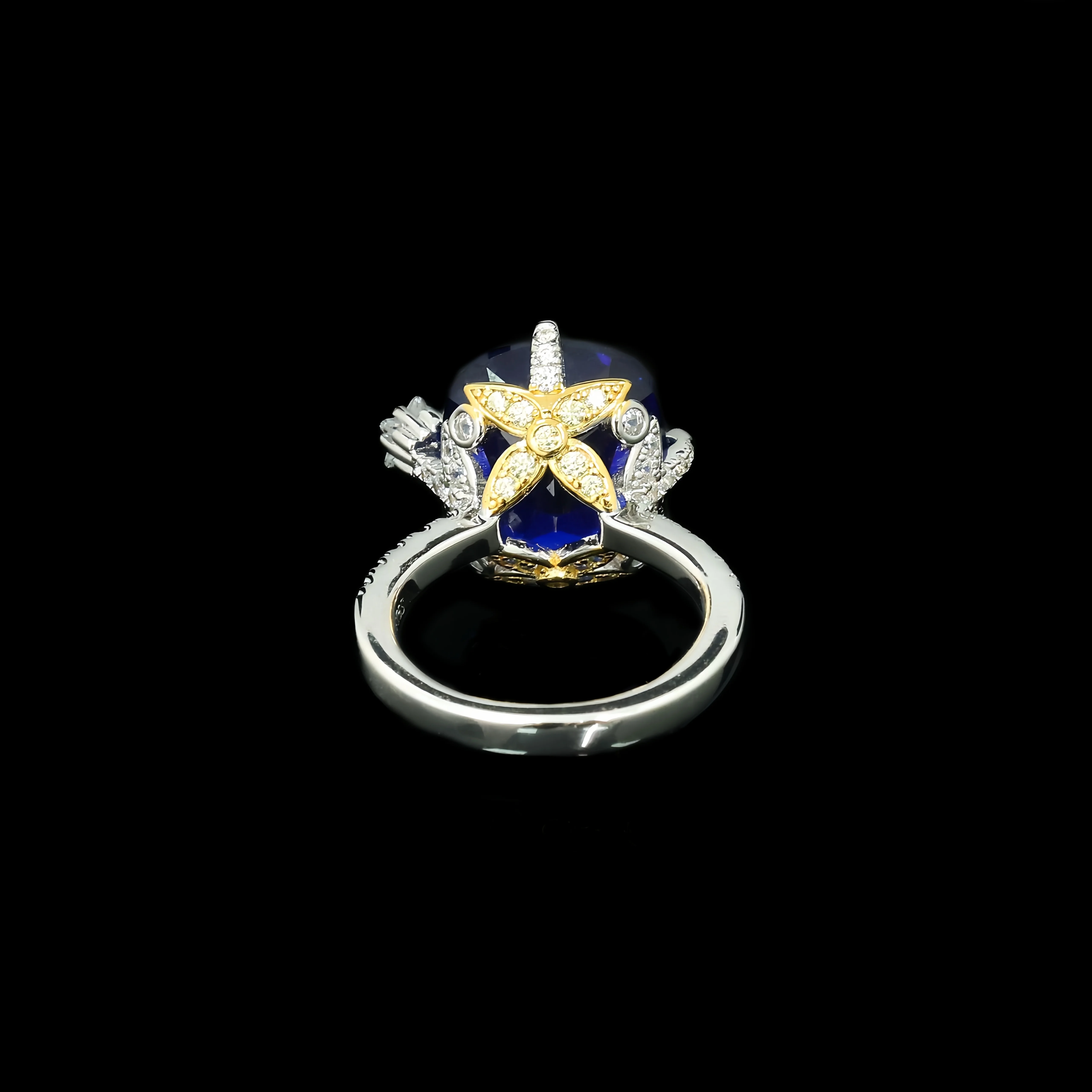 MUSHAN Jewelry Factory Engagement Wedding Fine Rings High Carbon Diamond Blue Square and Golden Stars 925 Sterling Silver Ring