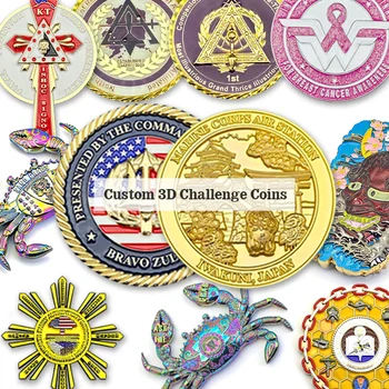 High Quality Challenge Coin Manufacturer Commemorative Antique Plating 3D Us Coins Zinc Alloy Metal Challenge Coin Custom