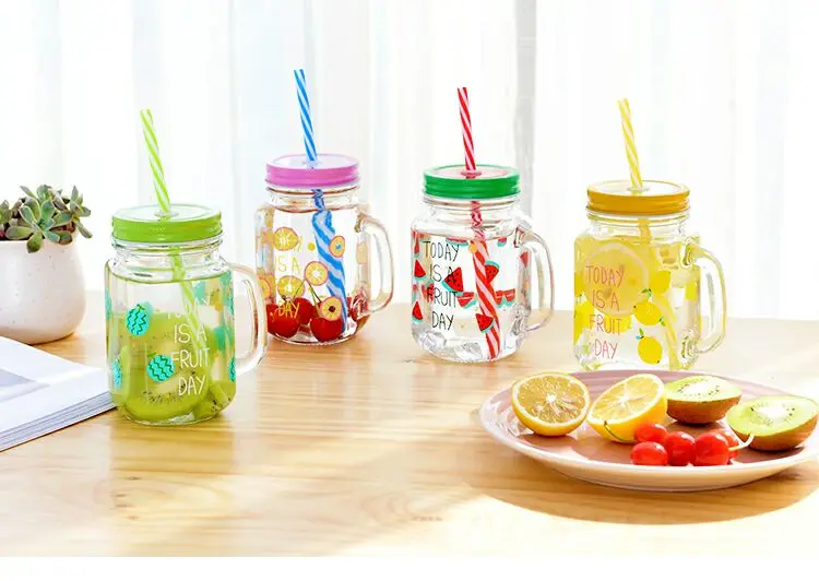 In Stock Wholesale Customized Fruit Coffee Drinking Handle Cup 16Oz Glass  Mason Jars Straw Lid And With Handles - Buy In Stock Wholesale Customized  Fruit Coffee Drinking Handle Cup 16Oz Glass Mason