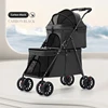 Double-layer pet stroller black
