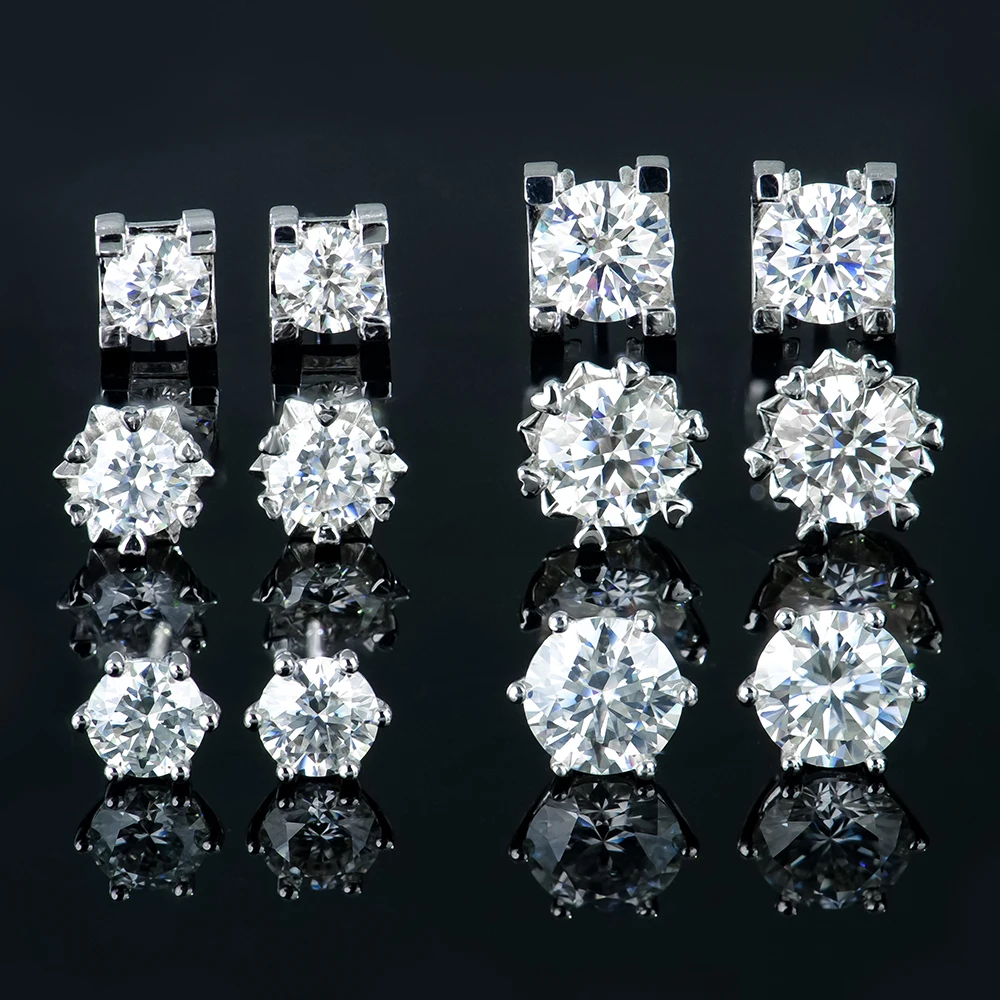 Round butterfly Heart Flower Shaped Gra Certified S925 Sterling Silver Screw Back Moissanite Diamond Stud Earring for Women