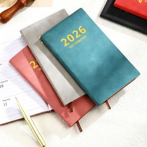 2026 New Design Weekly Month A6 Hardcover PU Leather Notebook Calendar Custom Logo & Colorful Agenda Diary