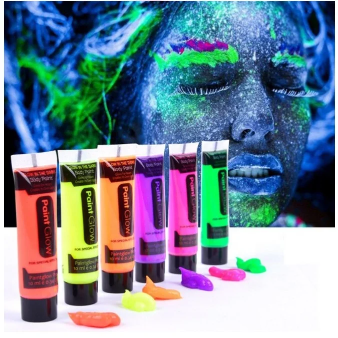 6 цветов УФ нетоксичный неоновый светящийся в темноте Набор для рисования лица клубной