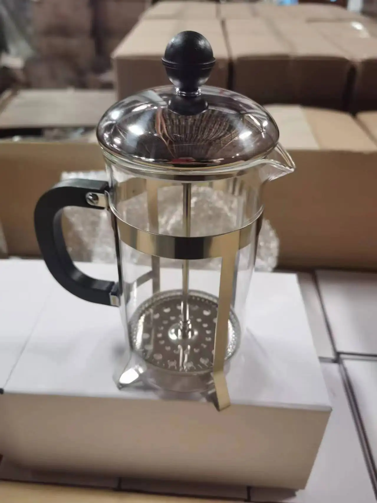 Customized Wholesale 304 Stainless Steel Plunger Glass Coffee Pot 350ml 2  Cup Small French Press Coffee Tea Maker