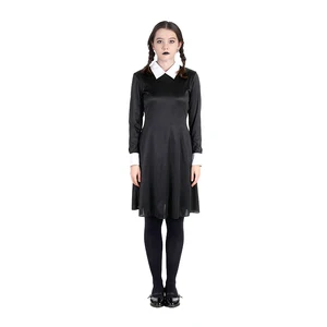 Curated Children Wednesday Addams Outfit Long Sleeve Classic Style Perfect Dress for Stage Performance Custom Color Polyester