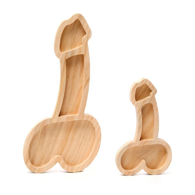 Funny Aperitif Boards Wooden Platter Serving Tray for Crackers Fruit Meat Penis Shape Food Tray Women Bachelor Party Food Tray