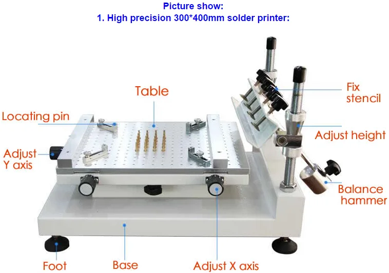 SMT Production line: CHM-T48VA Pick and Place Machine + High Precision 3040 Stencil Printer + CHMRO-420 Reflow Oven, PC