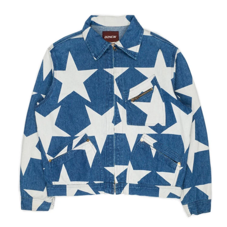 Diznew custom Discharge Print Funky Men Pakistan Denim Jacket Buy Denim Jacket Pakistan,Denim