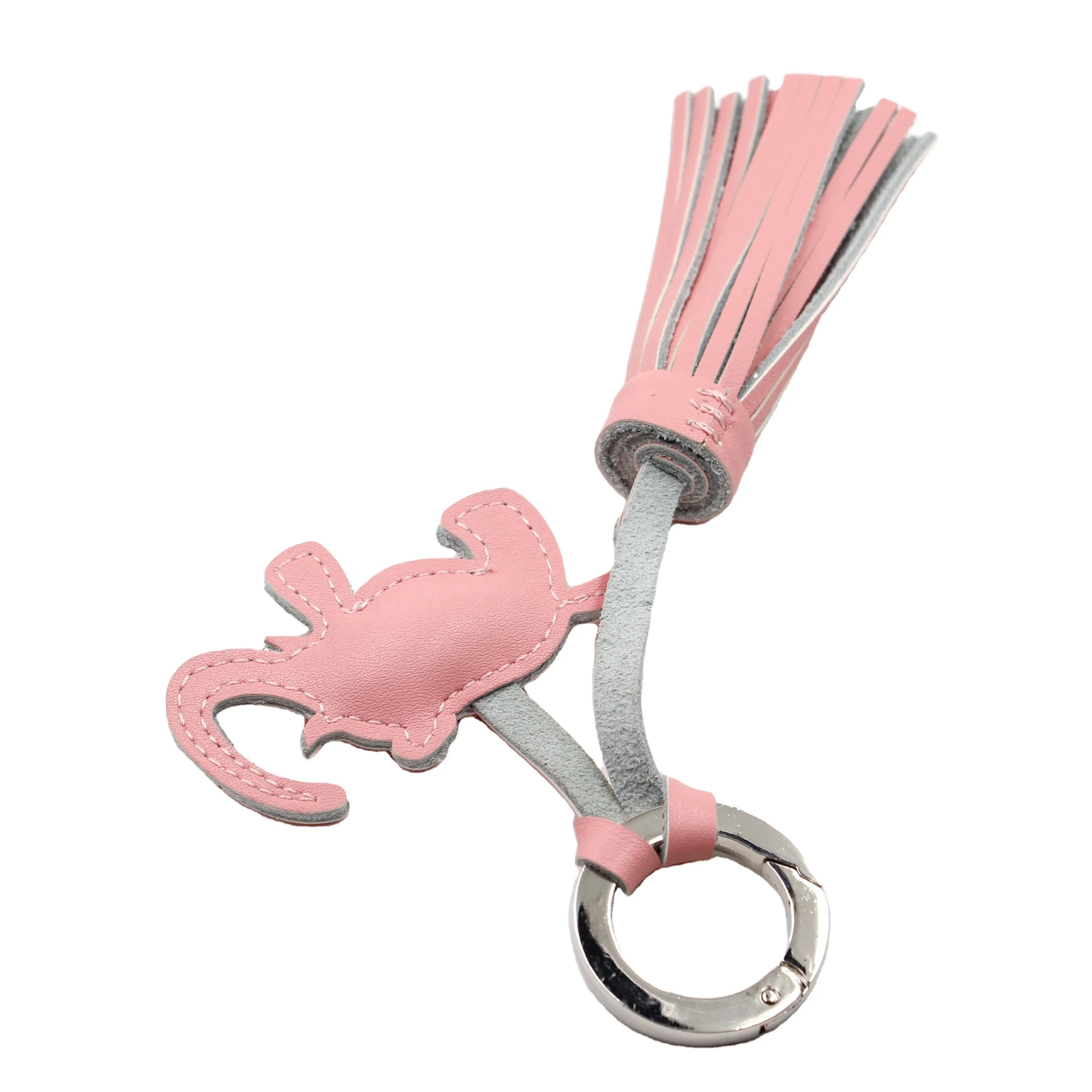 Custom Elephant Leather with Tassel  Keychain for Backpack Decoration Accessories Printing logo Cartoon Animal Leather Keychain
