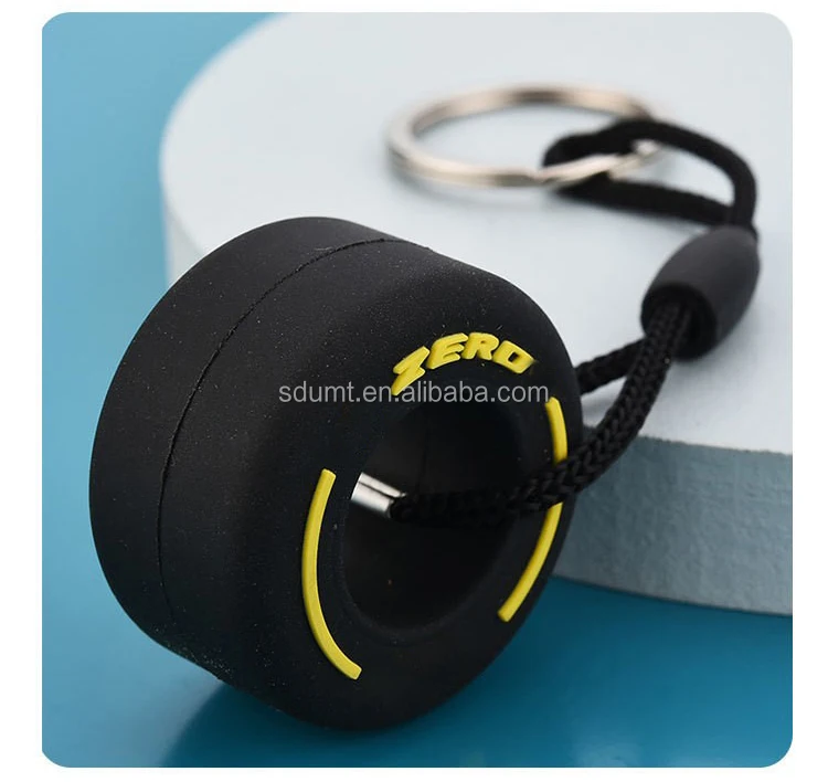 Hot Sales Promotional Gifts 3d Custom Soft Pvc Keychains Mini Small Tire Tyre Keyring Rubber Car