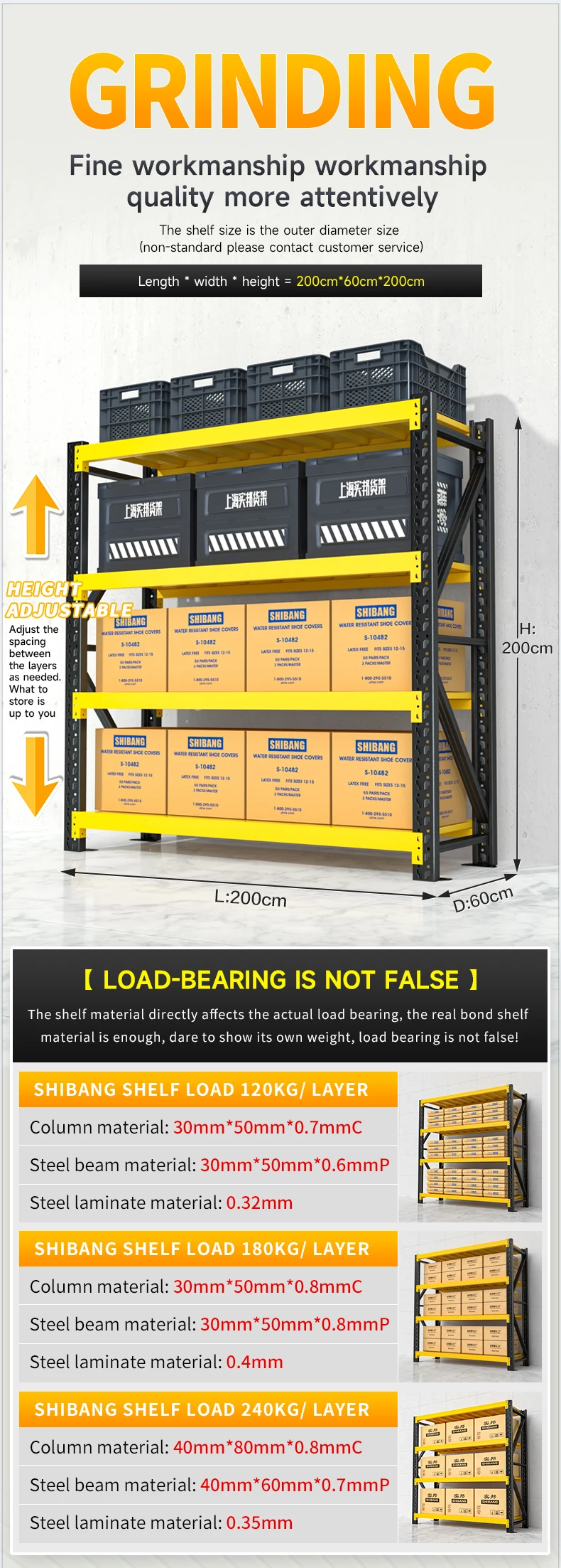 Metal Warehouse Rack Industrial Racking Rack System 4 Layer 300KG Load ...